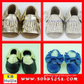 OEM supplier new arrival hot sales sweet color bow and tassels sandals top quality italian leather baby shoes